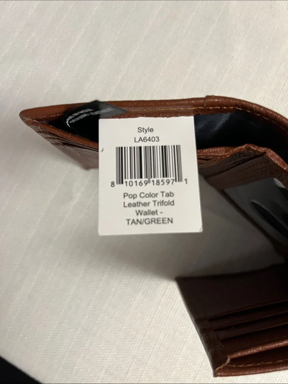 Nautica Brown and Black Leather Trifold Card Holder Wallet